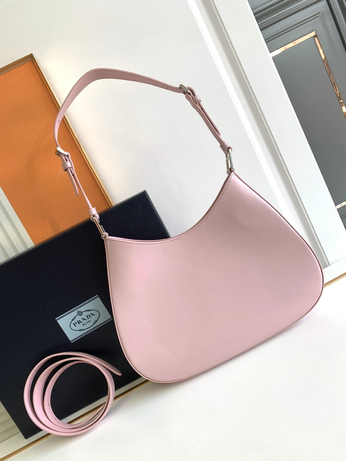 CLEO 30 PINK BRUSHED LEATHER SHOULDER BAG