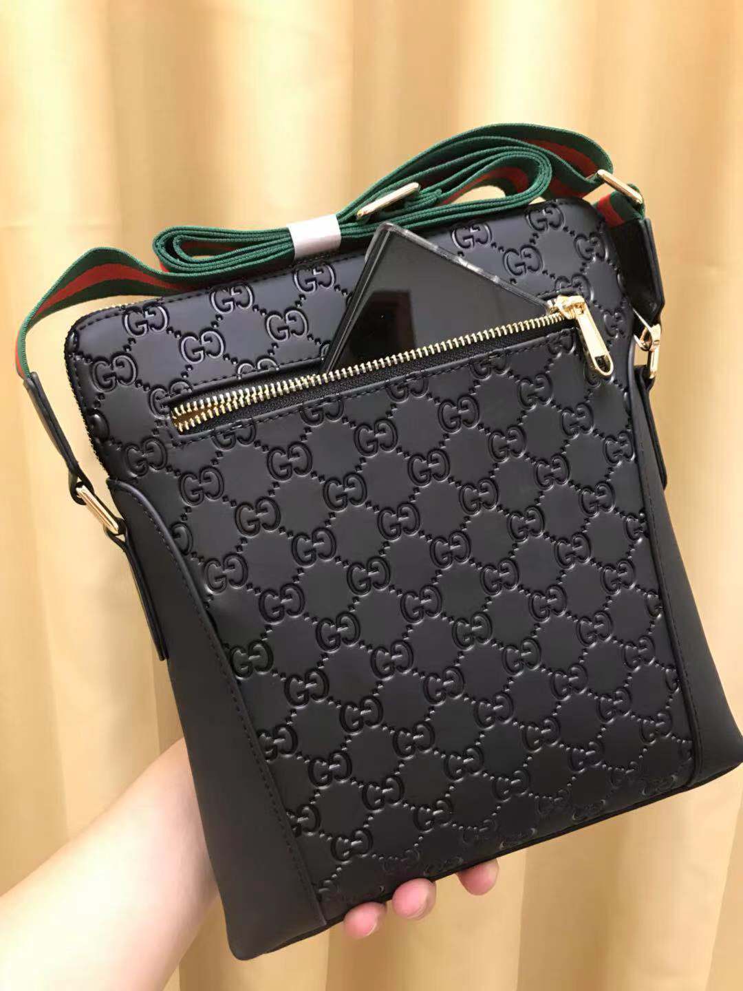 GG CROSSBODY BLACK RED LEATHER