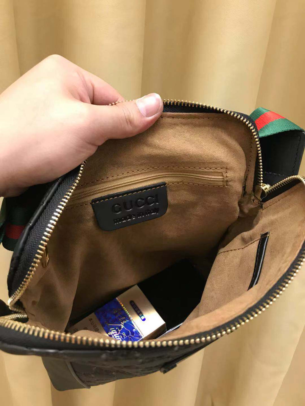 GG CROSSBODY BLACK RED LEATHER
