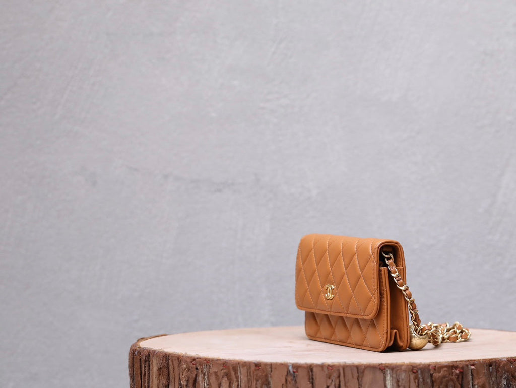 CC WOC 17 BROWN LAMBSKIN GOLD HARDWARE