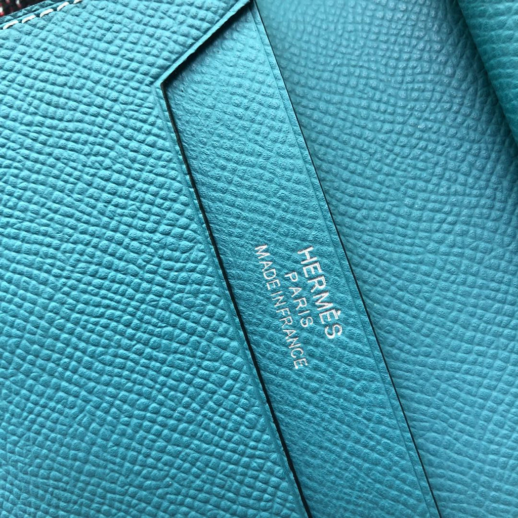 BEARN COMPACT WALLET 12 IN TEAL BLUE EPSOM LEATHER