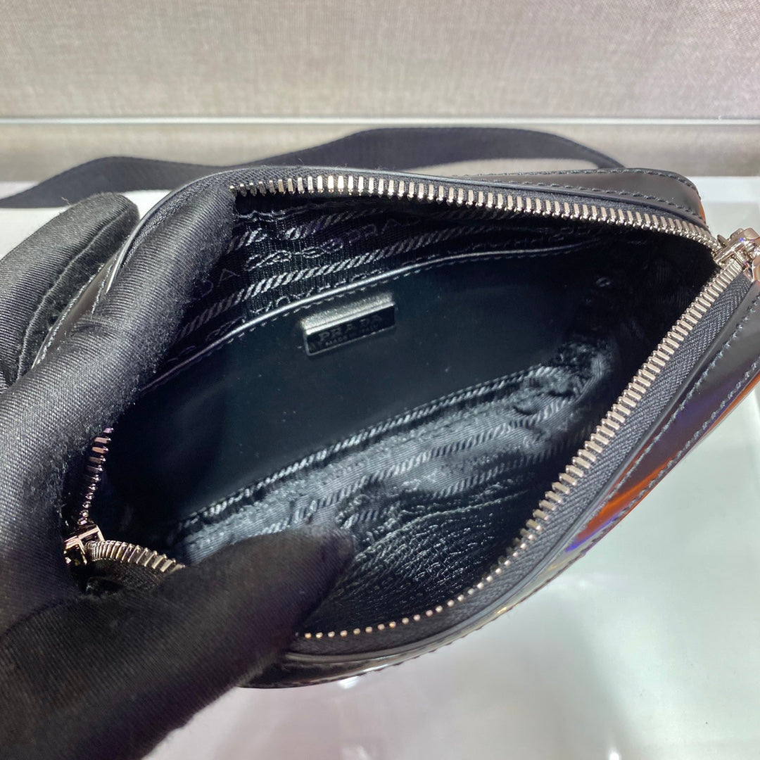 MARIO BRIQUE CROSSBODY BAG 19 IN PATENT BLACK LEATHER