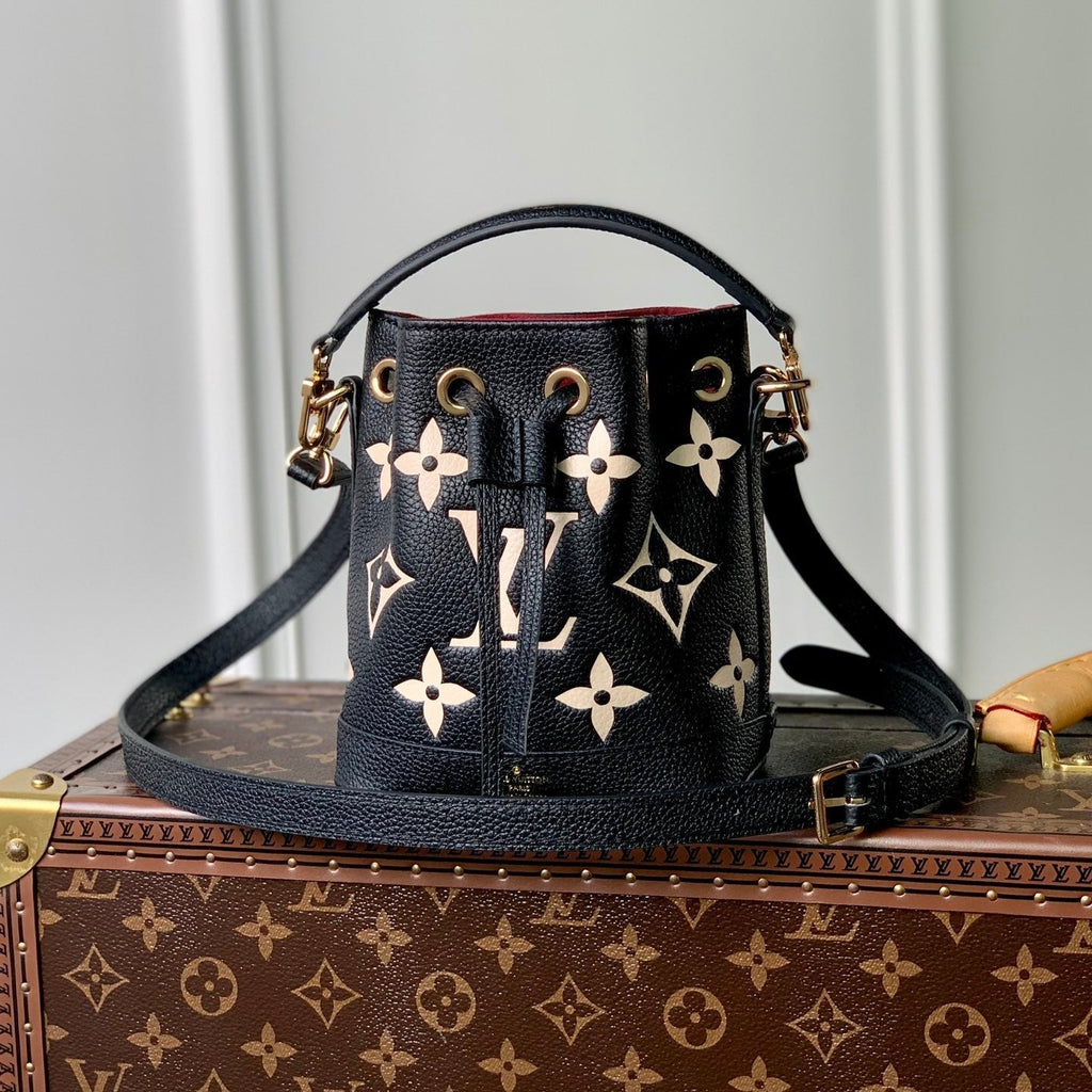 NANO NOÉ 16 IN BLACK BEIGE BICOLOR MONOGRAM EMPREINTE CALFSKIN
