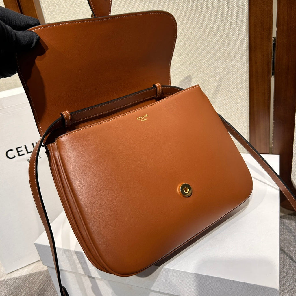 TABOU FLAP BAG 22 IN BRONZE BROWN SMOOTH CALFSKIN GOLD LOCK