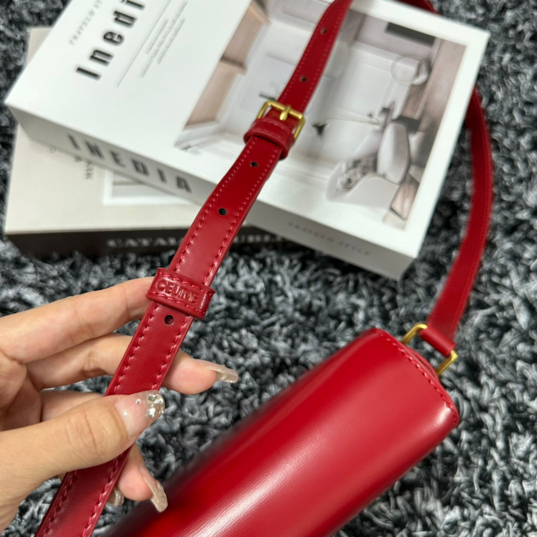 TRIOMPHE TEEN 18 CHERRY RED COWHIDE LEATHER
