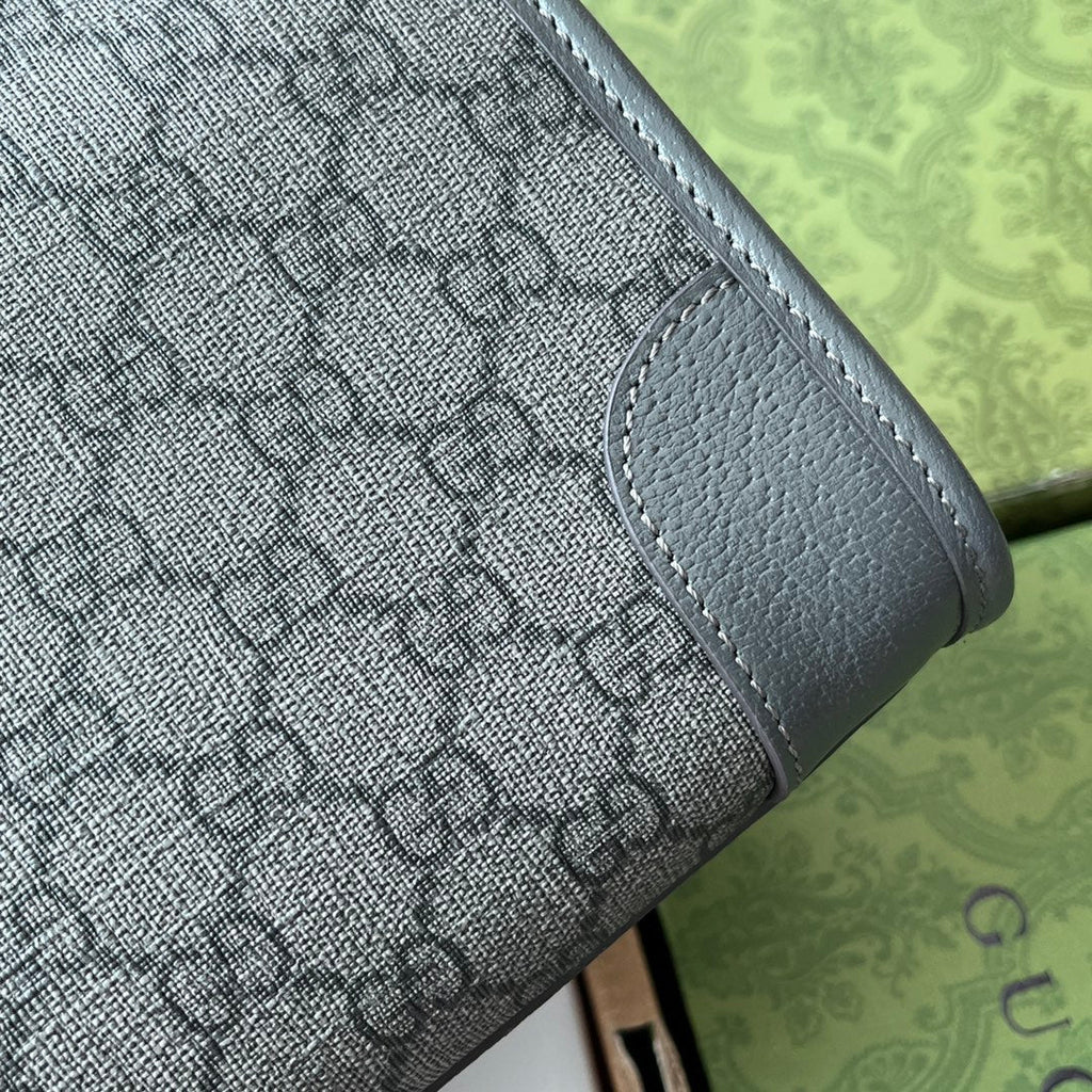 OPHIDIA MESSENGER BAG 35 IN GREY BLACK GG CALFSKIN