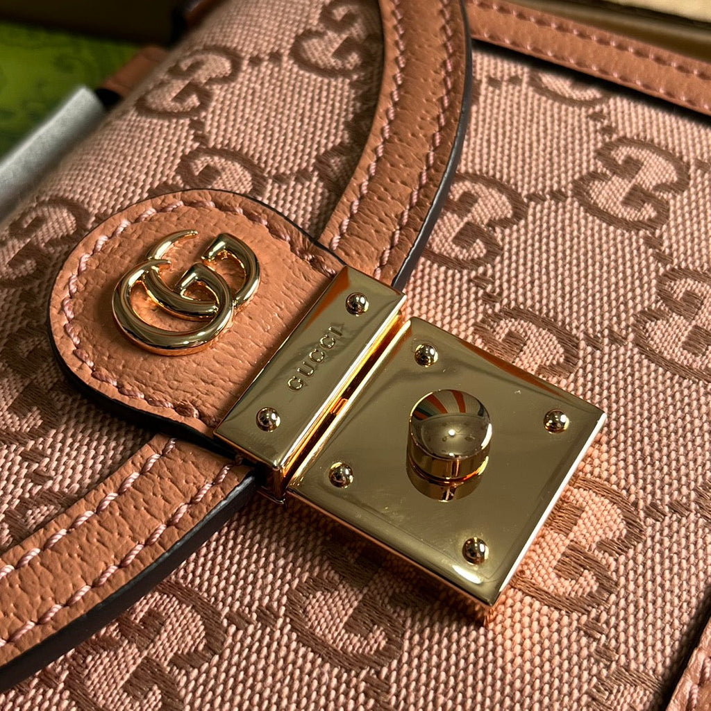 GG OPHIDIA MINI 17 HANDBAG IN LIGHT PINK CANVAS