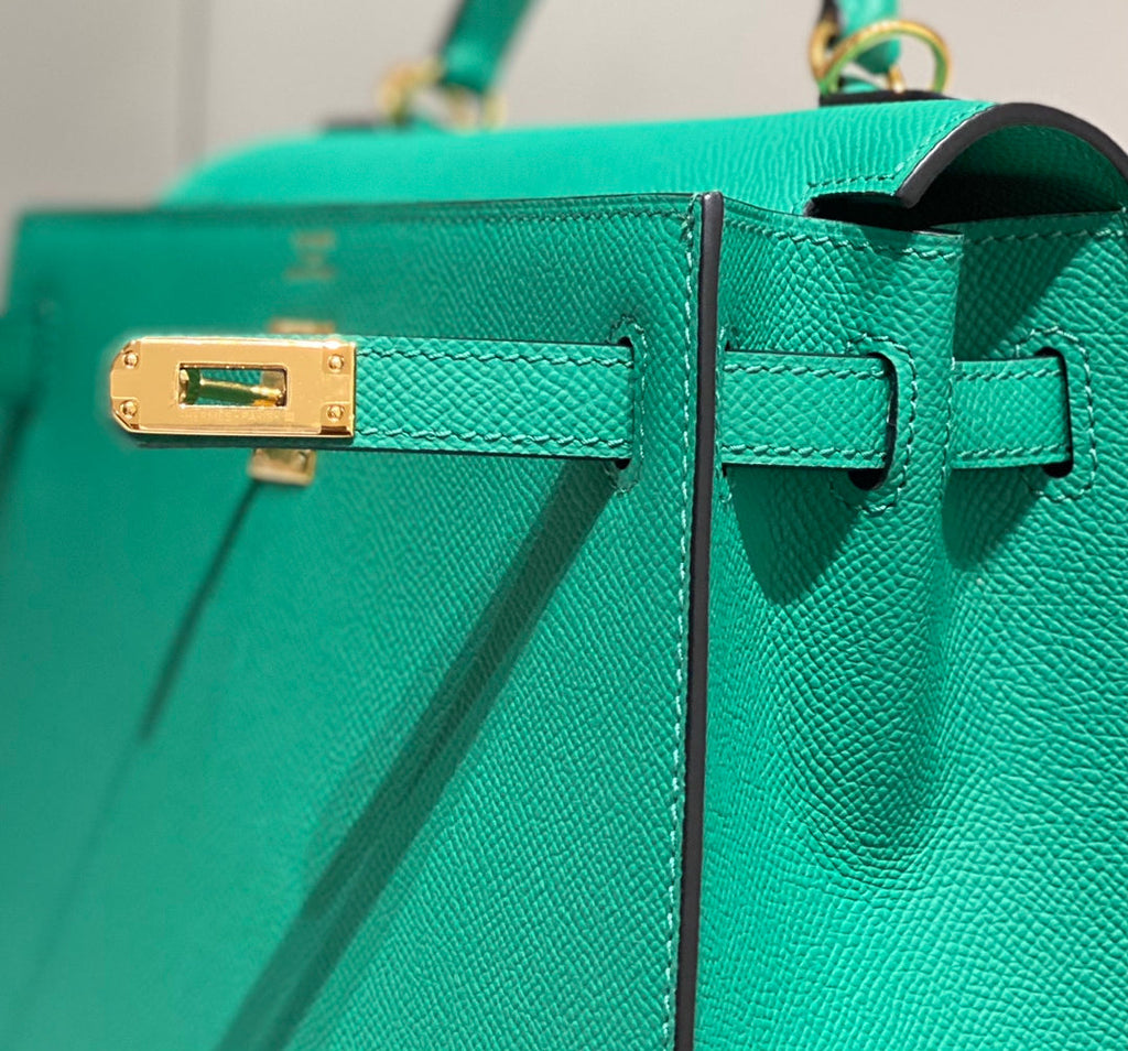 KELLY 25CM IN VERT VERTIGO EPSOM CALFSKIN GOLD HARDWARE