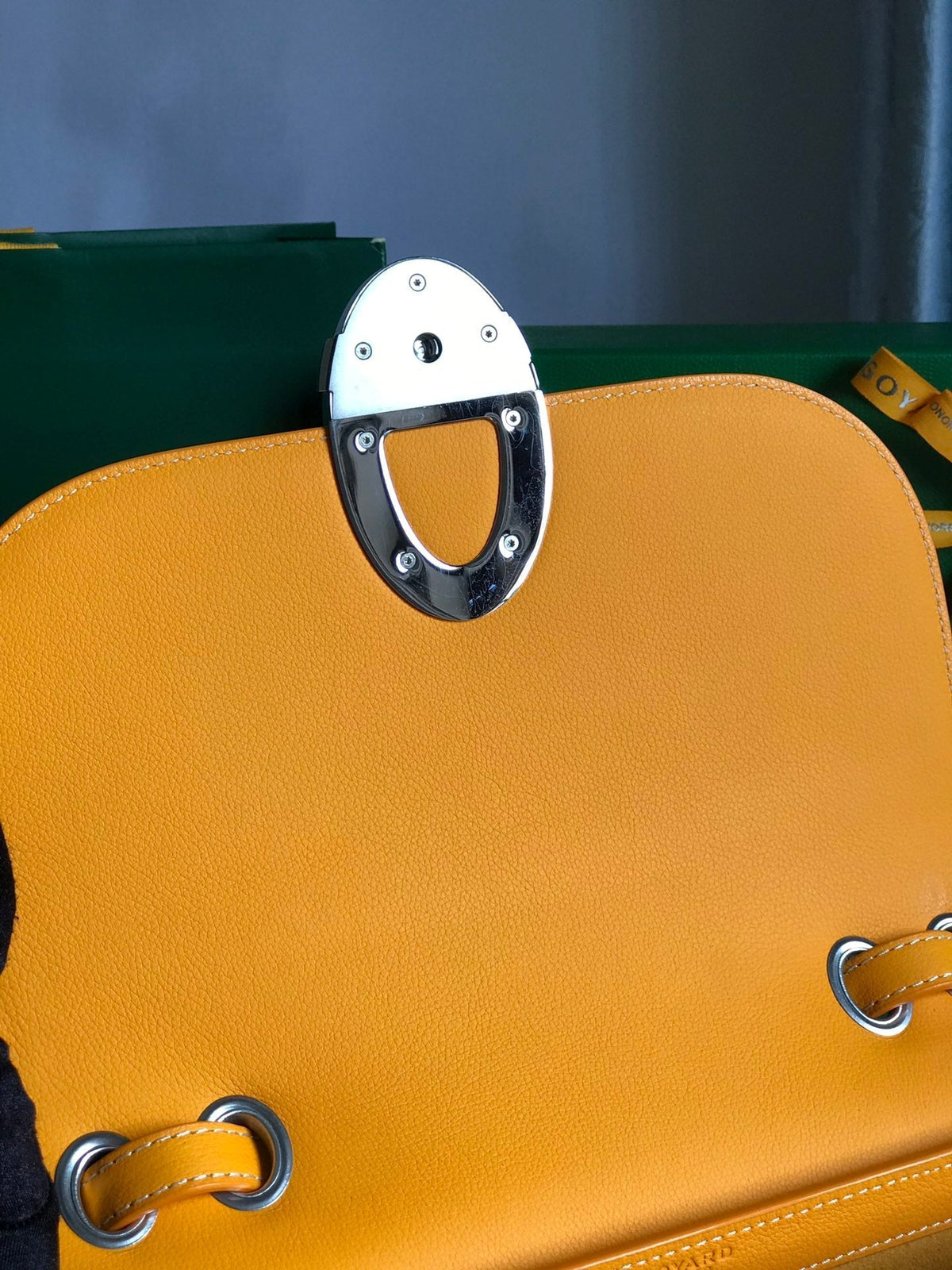 233 BAG 25 IN YELLOW CALFKIN AND GOYARDINE CANVAS