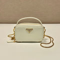 MINI HAND BAG 11 WITH GOLD STRAP IN WHITE PATENT CALFSKIN