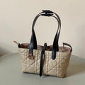 MINI TOUJOURS BAG 23 IN BEIGE CANNAGE CALFSKIN BLACK STRAP