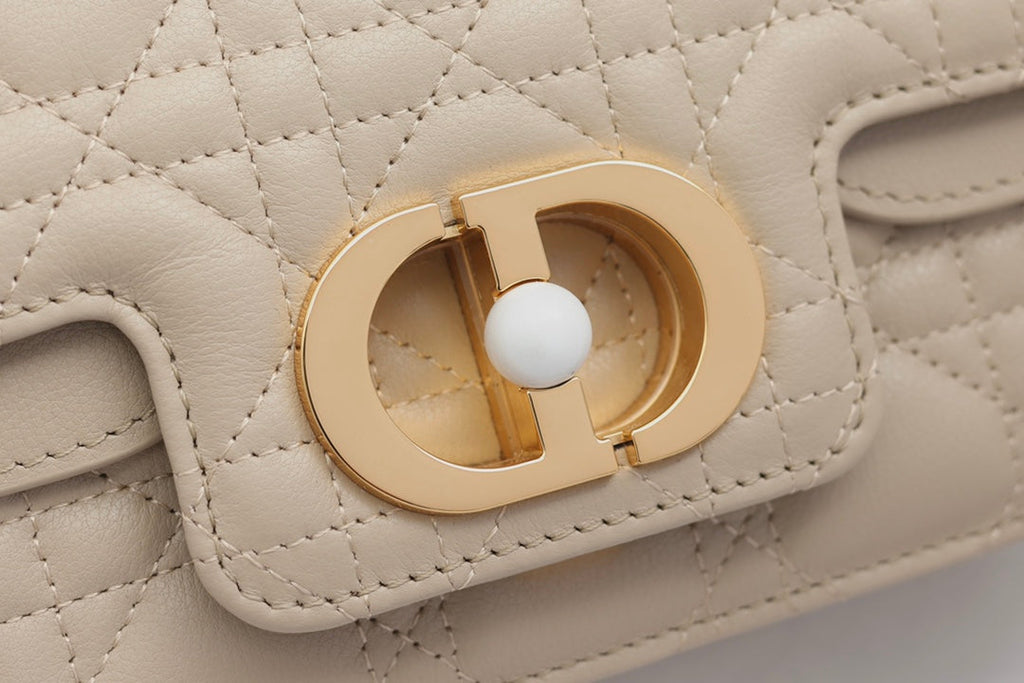 JOLIE TOP HANDLE BAG 19 IN BEIGE CANNAGE CALFSKIN