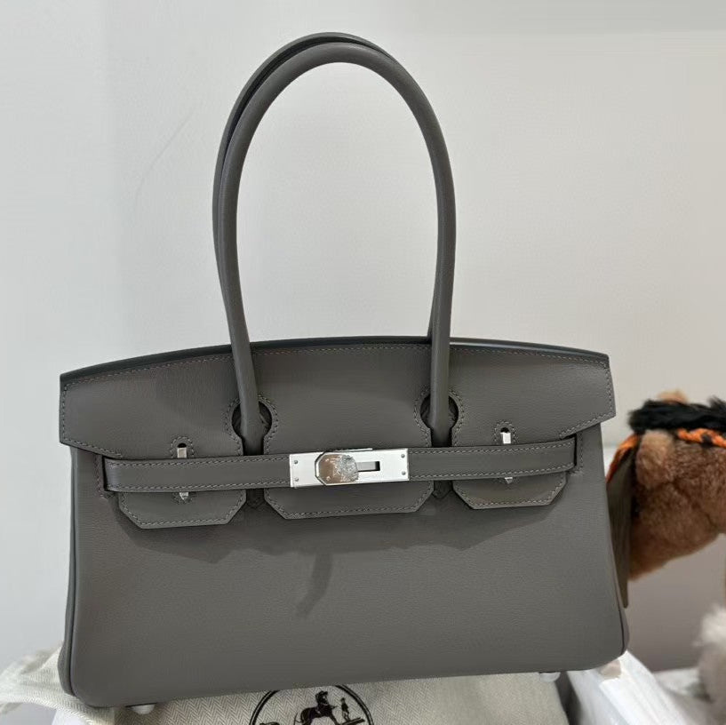 HM SHOULDER BIRKIN 29CM IRON GRAY CALFSKIN SILVER HARDWARE