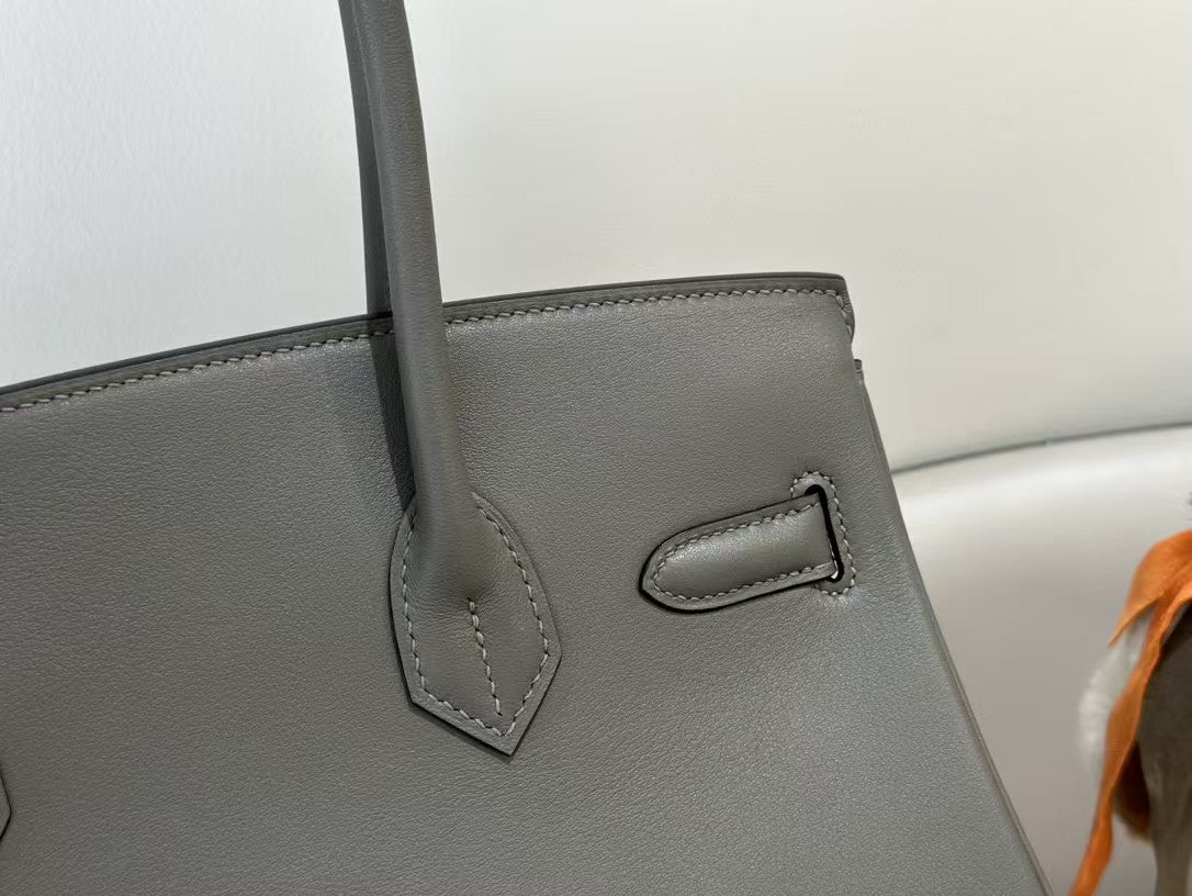 HM SHOULDER BIRKIN 29CM IRON GRAY CALFSKIN SILVER HARDWARE