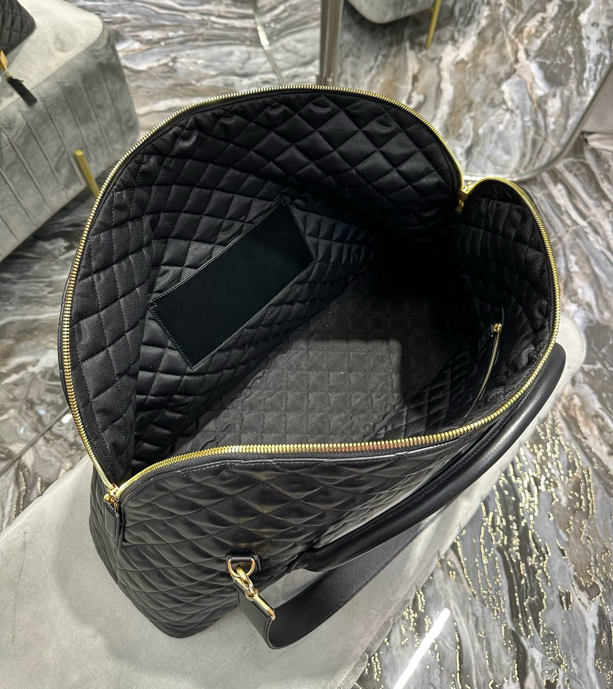 ES GIANT 56 BLACK COWHIDE LEATHER TRAVEL BAG