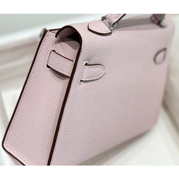 HERM Kelly Mini II Bag In Mauve Pale Epsom Leather PHW