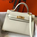HERM Kelly Mini II Bag In White Epsom Leather GHW