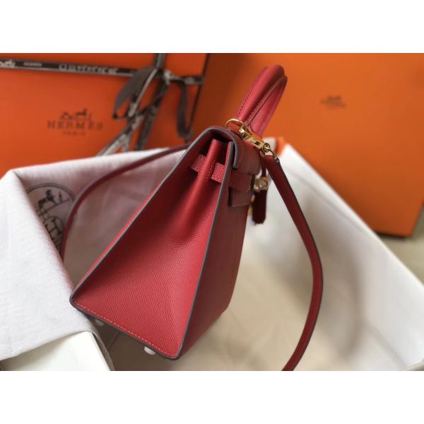 HERM Kelly 25cm Sellier Bag In Red Epsom Leather
