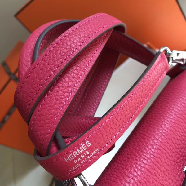 HERM Kelly 28cm Bag In Rose Red Clemence Leather PHW