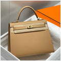 HERM Kelly 28cm Bag In Chai Epsom Leather GHW