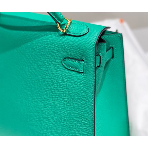 HERM Kelly 28cm Bag In Vert Jade Epsom Leather PHW