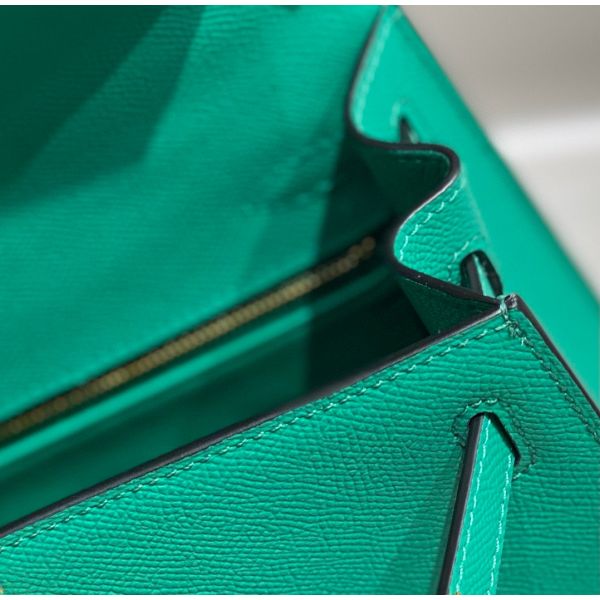 HERM Kelly 28cm Bag In Vert Jade Epsom Leather PHW