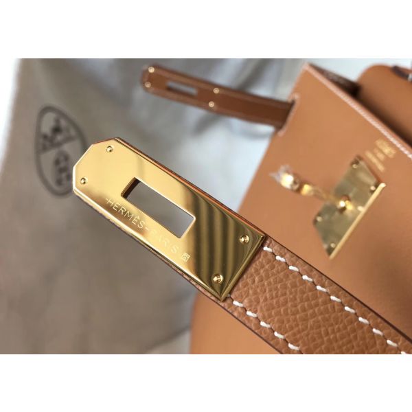 HERM Kelly 32cm Bag In Gold Epsom Leather GHW
