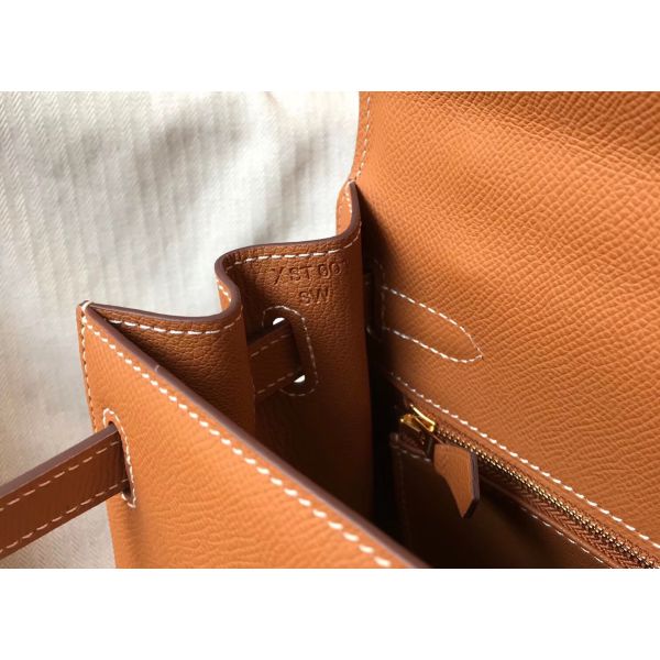 HERM Kelly 32cm Bag In Gold Epsom Leather GHW