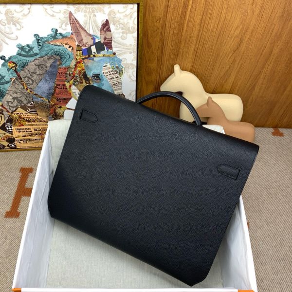 HERM Kelly Depeches 36 Monochrome Briefcase in Clemence Leather