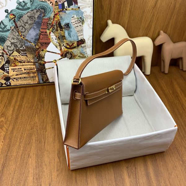 HERM Kelly Elan Handmade Bag In Gold Chevre Mysore Leather