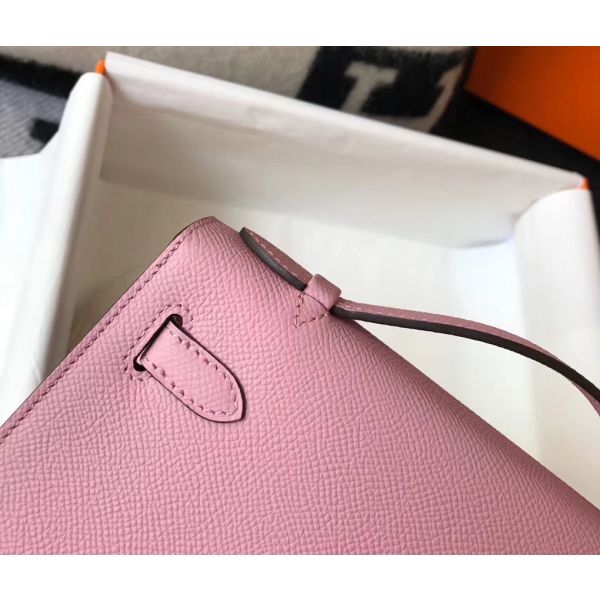 HERM Kelly Pochette Bag In Mauve Sylvestre Epsom Leather