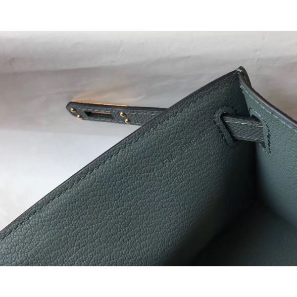 HERM Kelly Pochette Bag In Vert Amande Epsom Leather