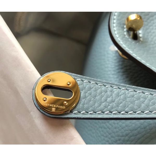 HERM Lindy Mini Bag In Blue Lin Clemence Leather GHW