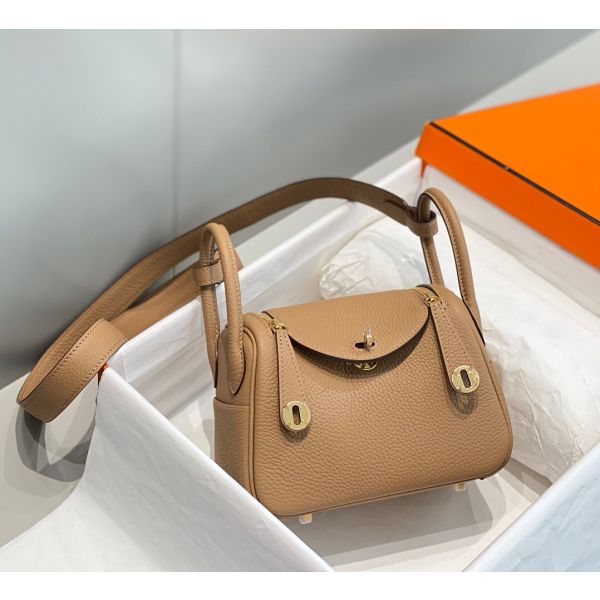 HERM Lindy Mini Bag In Chai Clemence Leather GHW