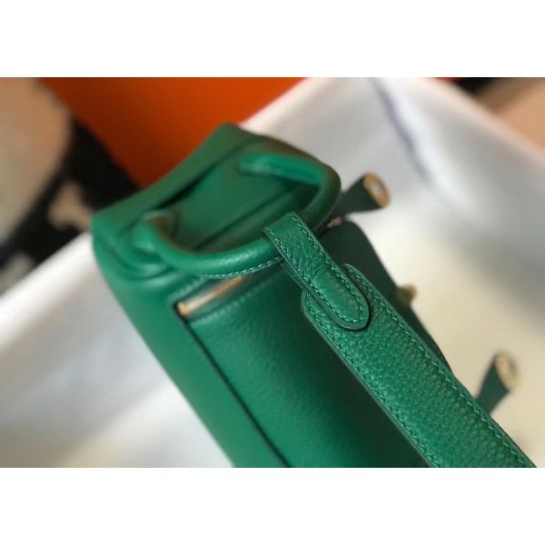 HERM Lindy Mini Bag In Green Clemence Leather GHW