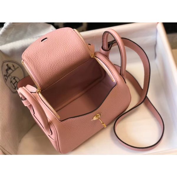 HERM Lindy Mini Bag In Pink Clemence Leather GHW