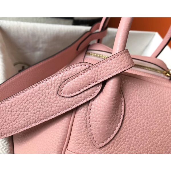 HERM Lindy 30cm Bag In Pink Clemence Leather GHW