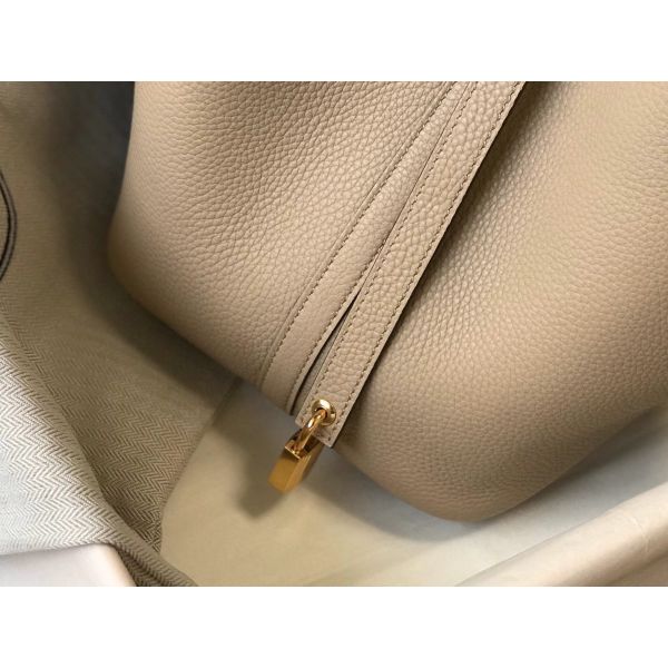 HERM Picotin Lock 22 Bag In Trench Clemence Leather