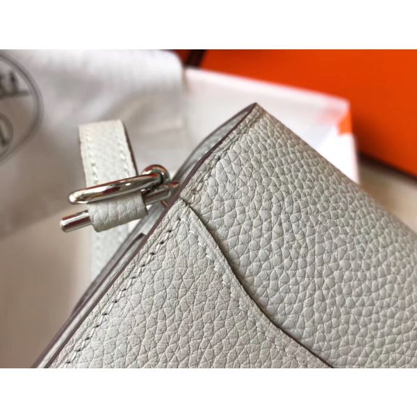 HERM Mini Sac Roulis 18cm Bag In Pearl Grey Evercolor Calfskin