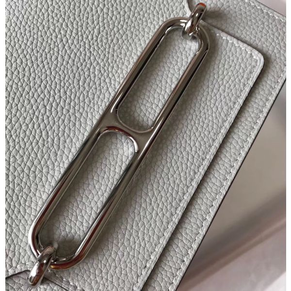 HERM Mini Sac Roulis 18cm Bag In Pearl Grey Evercolor Calfskin