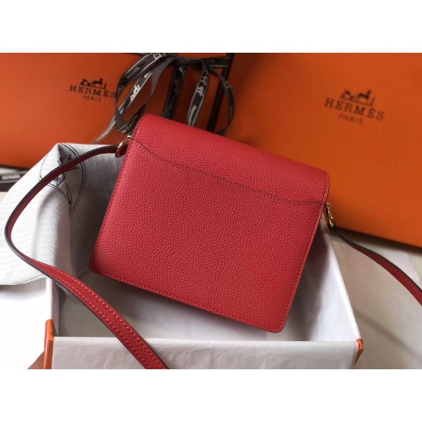 HERM Mini Sac Roulis 18cm Bag In Red Evercolor Calfskin