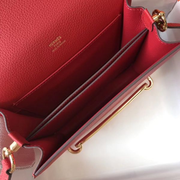 HERM Mini Sac Roulis 18cm Bag In Red Evercolor Calfskin
