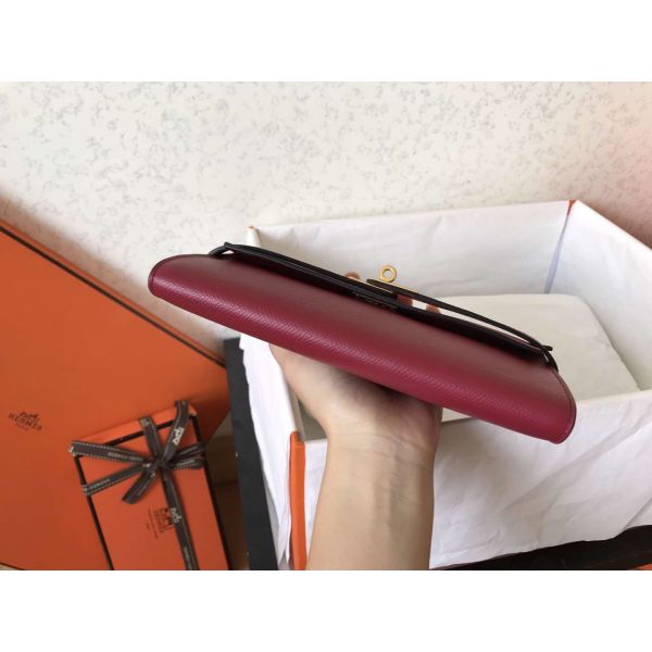 HERM Kelly Classic Long Wallet In Ruby Epsom Leather