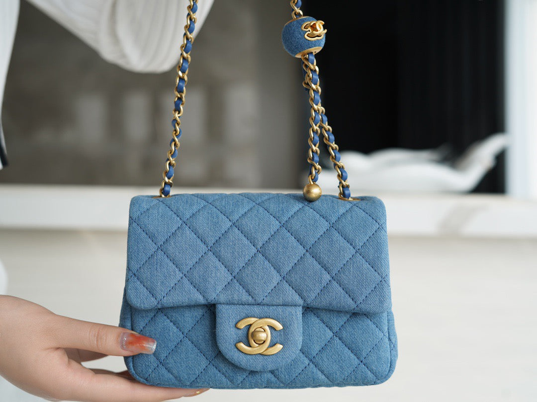 CHA 22C Denim Mini Flap