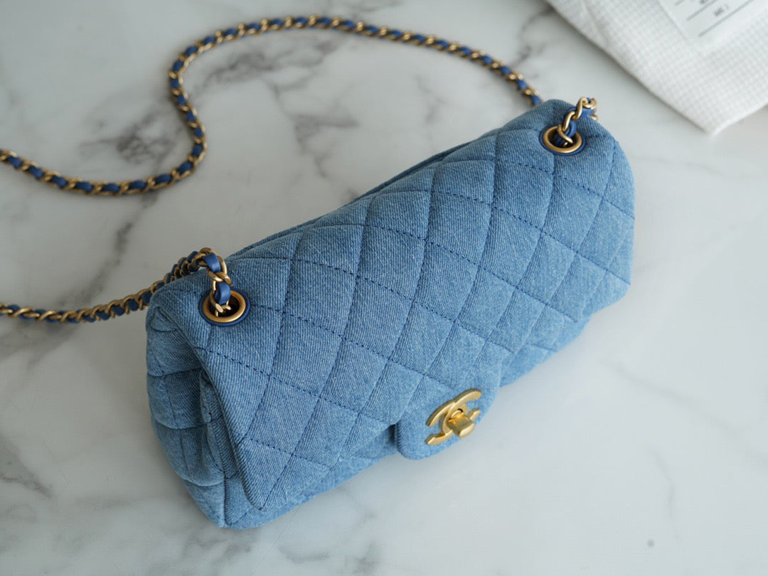 CHA 22C Denim Mini Flap