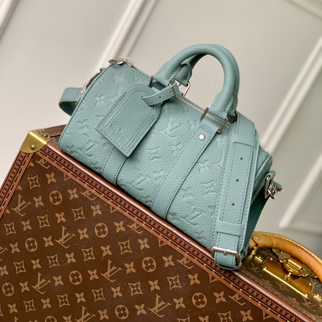 KEEPALL BANDOULIÈRE 25 BAG IN MISTY LAKE GREEN MONOGRAM TAURILLON CALFSKIN