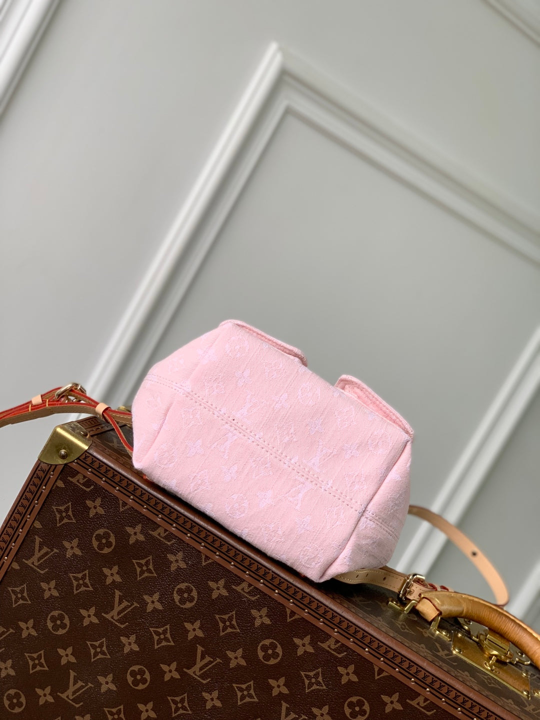 VENICE BACKPACK 24 IN PINK MONOGRAM DENIM GOLD HARDWARE