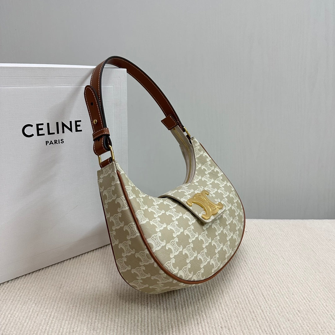 MEDIUM AVA BAG 23 IN BEIGE TRIOMPHE CANVAS GOLD LOGO