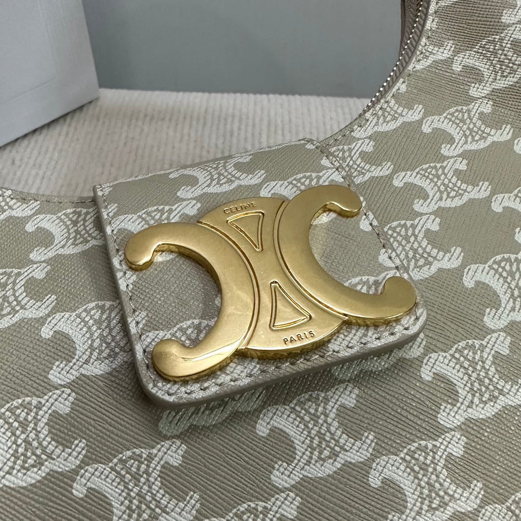 MEDIUM AVA BAG 23 IN BEIGE TRIOMPHE CANVAS GOLD LOGO