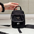 TRIANGLE LOGO MINI POUCH 17 IN BLACK RE-NYLON